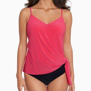 Magicsuit by Miraclesuit Alex Tankini Swimsuit Top Coral Rose Pink Size 8 NEW